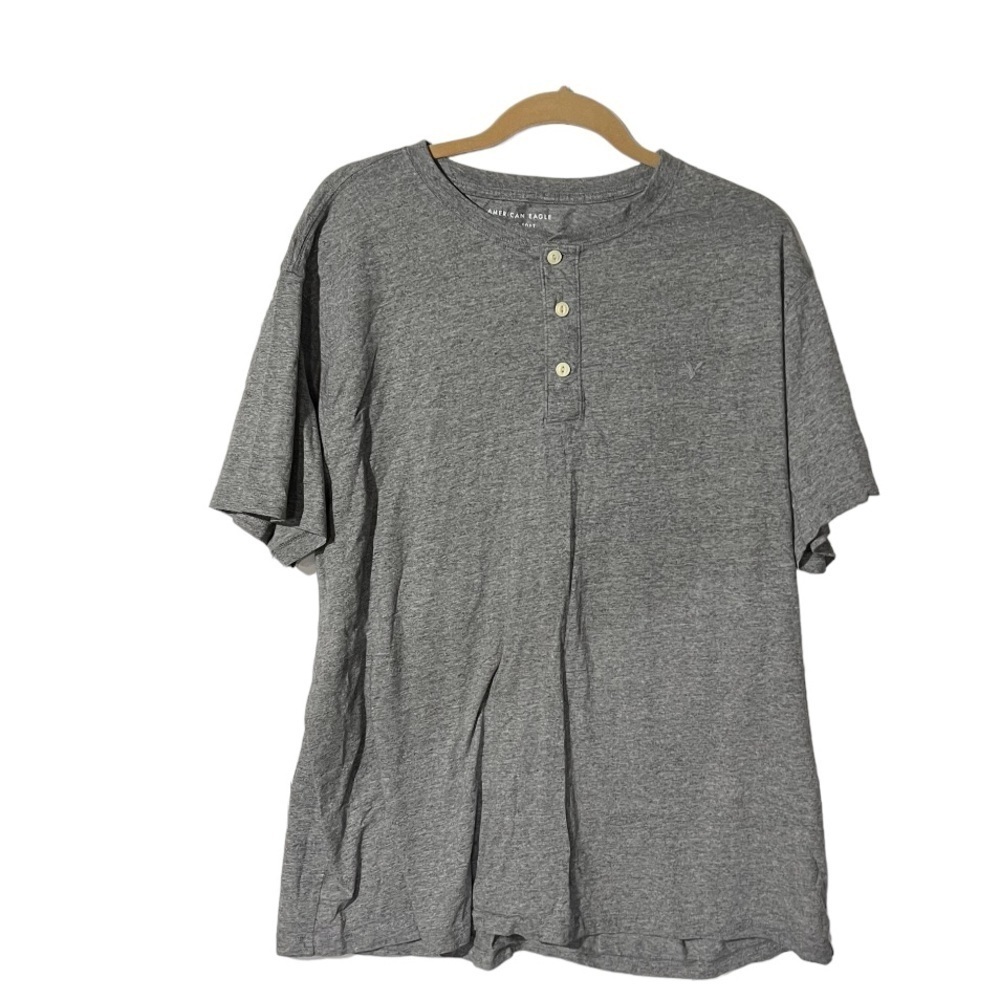American Eagle Henley Tee Short Sleeve Super Soft Gray Size XXL